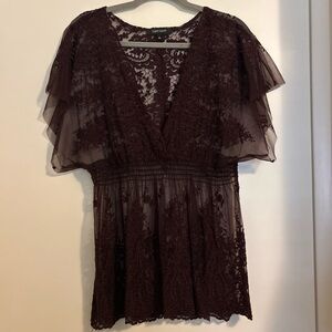 Karen Kane Brown Lace Top